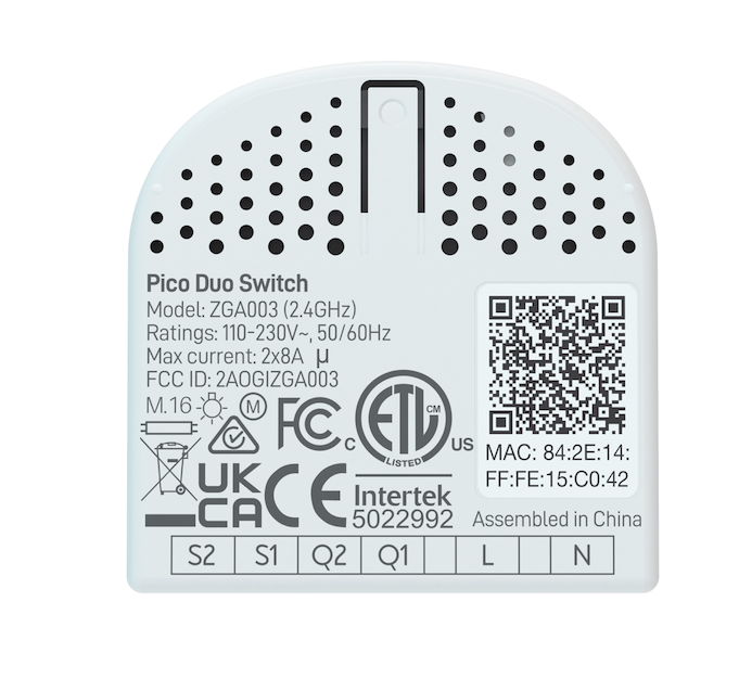 Aeotec Pico Duo Switch, Zigbee 3.0, Smart In-Wall Double Relay for Switching, 2 x 8 A, Current Measurement, Scene Control, Repeater, Zigbee Hub Required, Works with SmartThings, Echo, Home Assistant and More