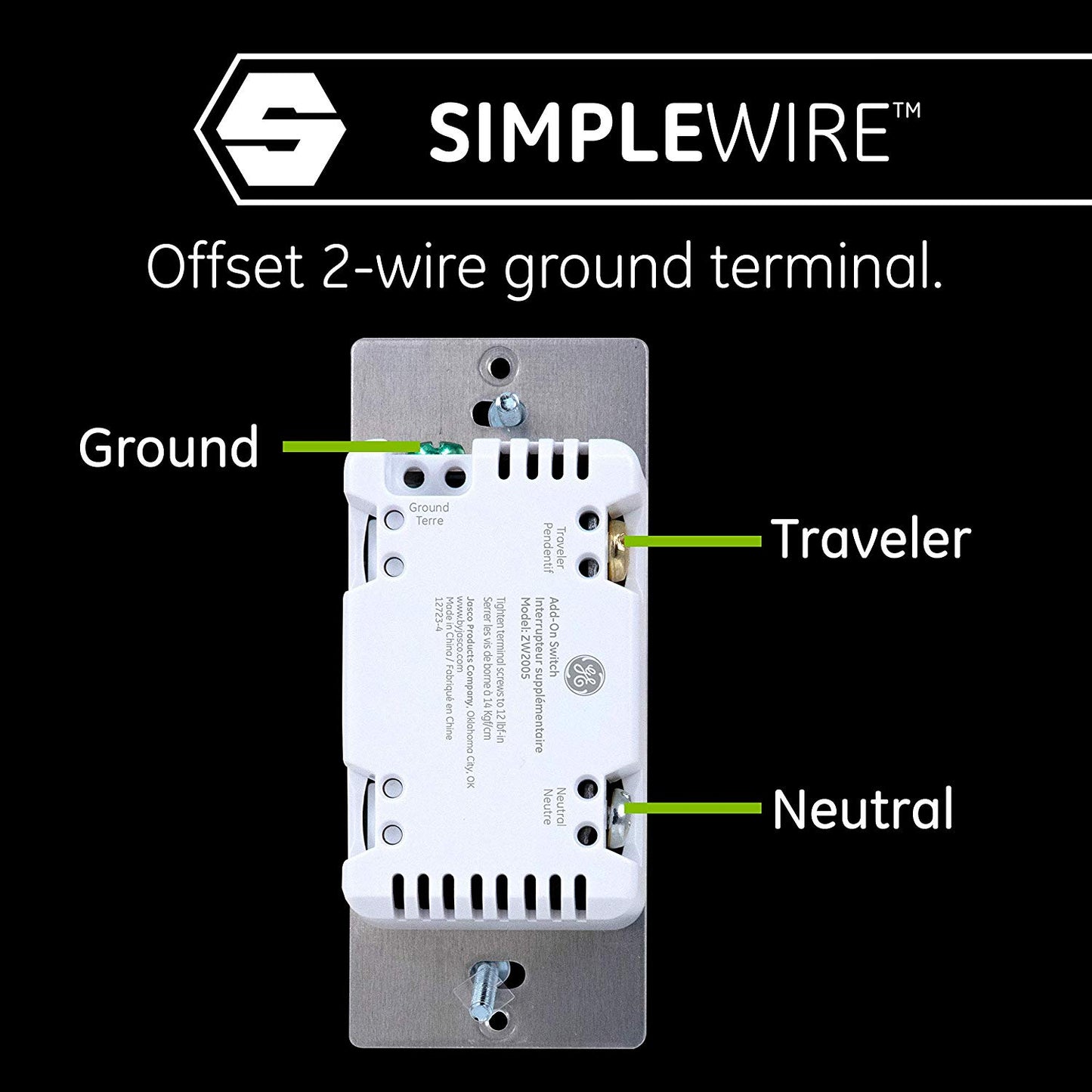 GE Enbrighten Add-On Switch With QuickFit And SimpleWire, Smart Lighting Control - 46199