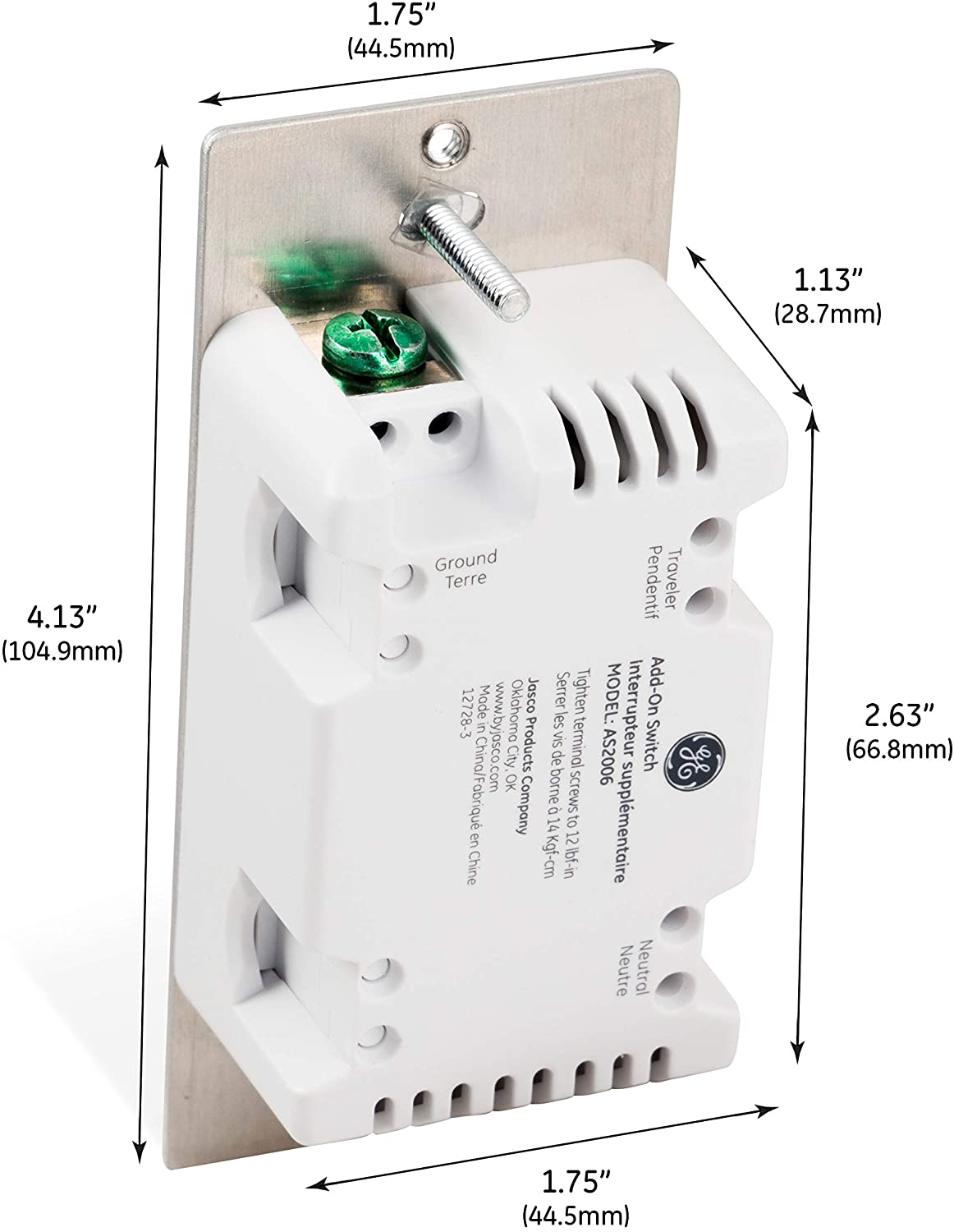 GE Enbrighten Add-On Toggle Switch With QuickFit And SimpleWire, Smart Lighting Control - 46200