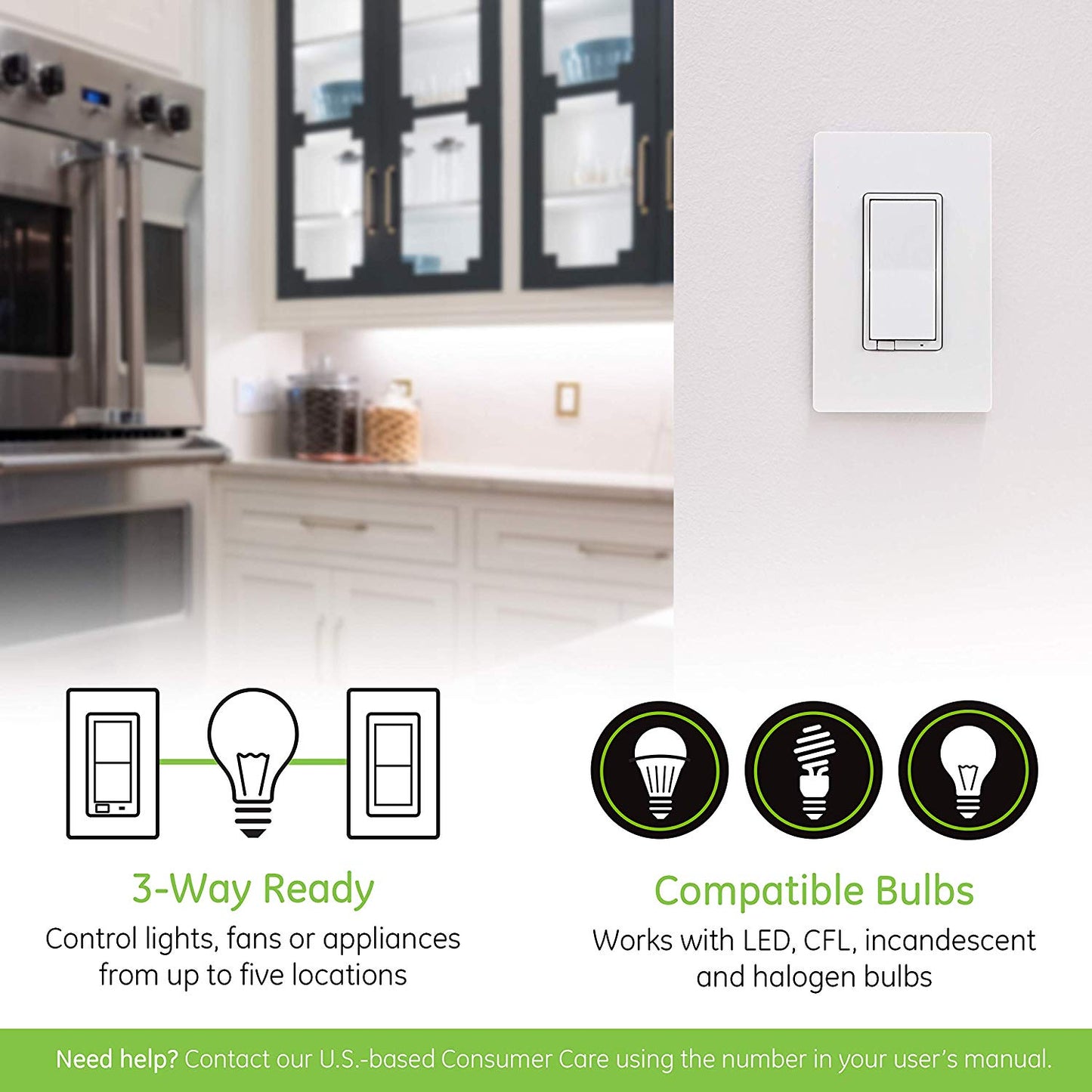 GE Enbrighten Z-Wave Plus In-Wall Smart Switch With QuickFit, Simple Wire, S2, and SmartStart - 46201