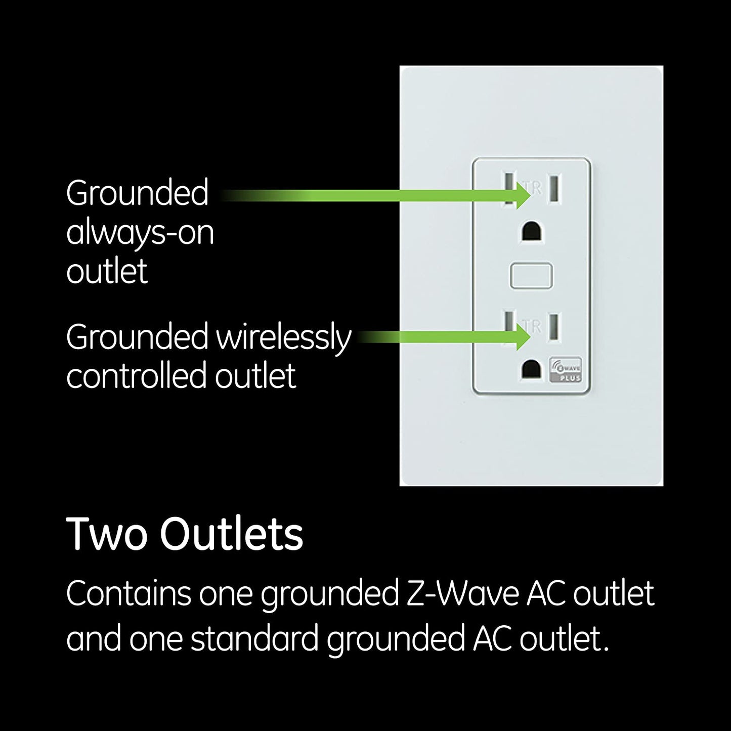 GE Enbrighten Z-Wave Plus, SmartStart, S2, Tamper-Resistant Smart Outlet - 55256