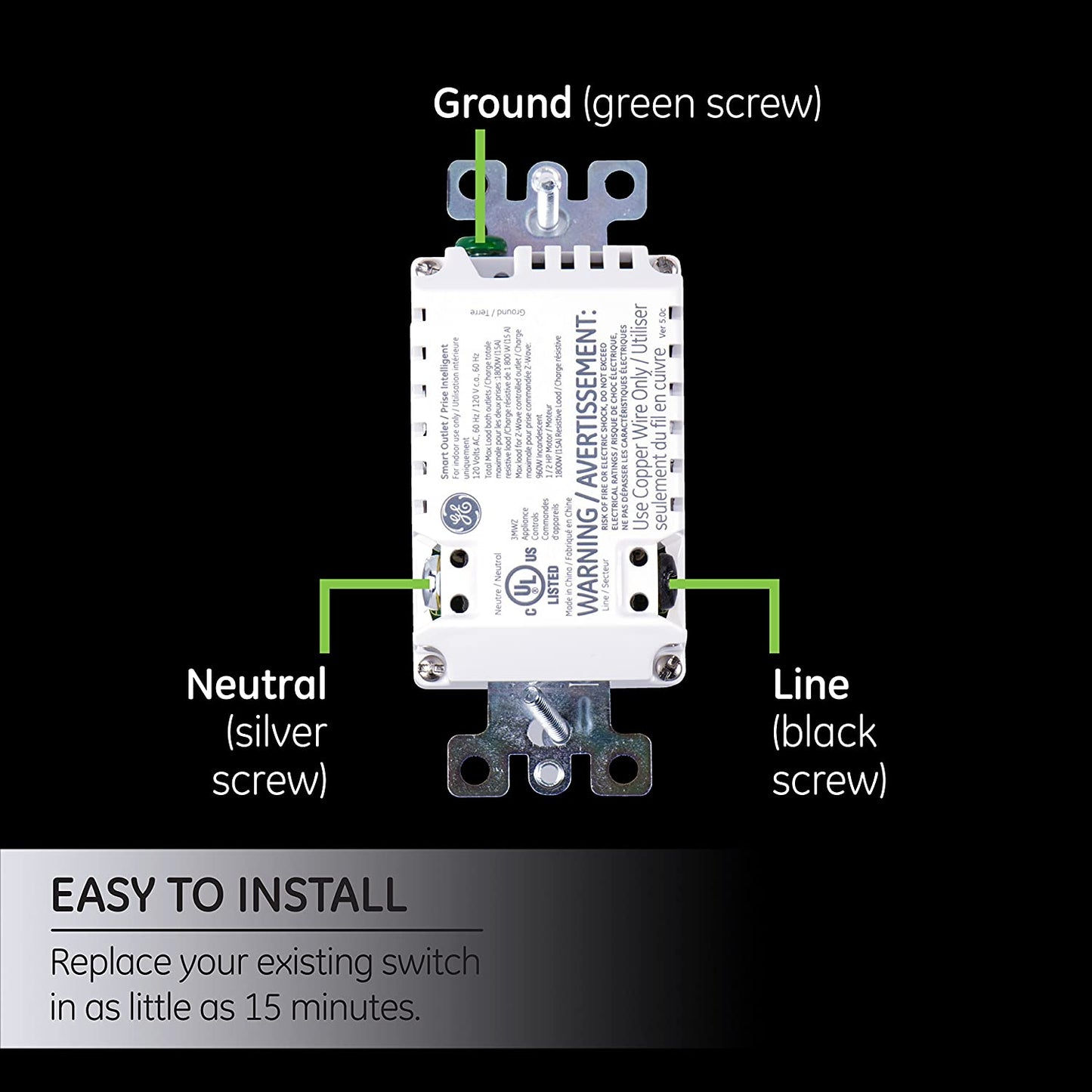 GE Enbrighten Z-Wave Plus, SmartStart, S2, Tamper-Resistant Smart Outlet - 55256