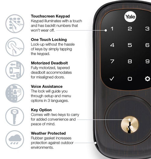 Yale Z-Wave Plus Touchscreen Keypad Deadbolt - Oil Rubbed Bronze - YRD226ZW20BP