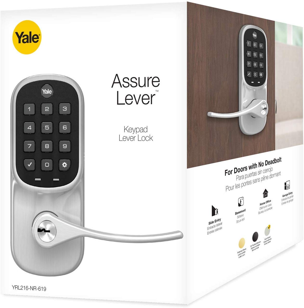 Yale Assure Z-Wave Plus Keypad Lever Lock with Key - YRL216-ZW2-619