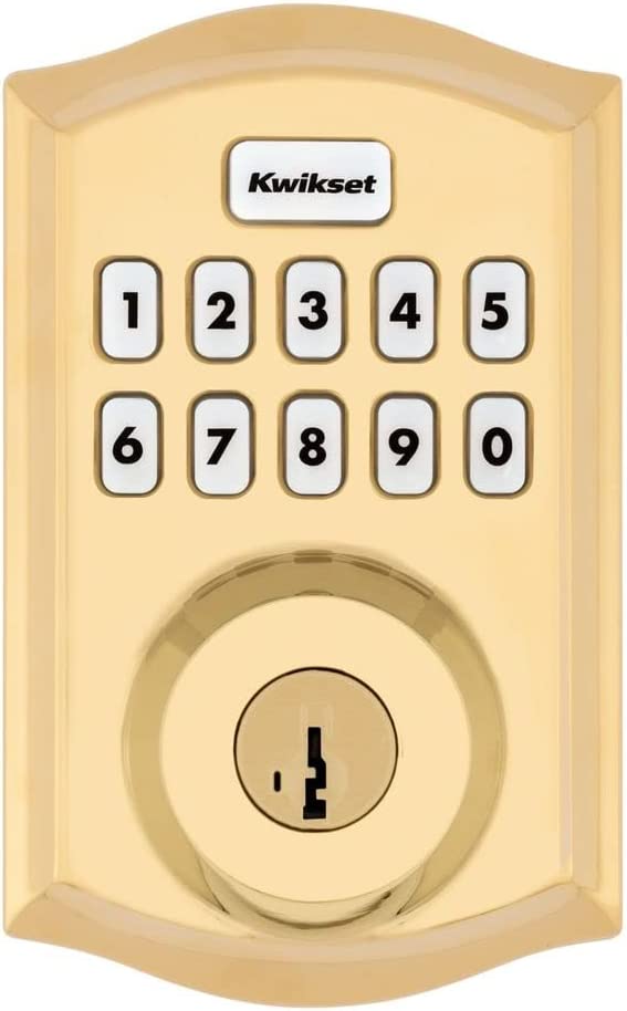 Kwikset Home Connect 620 Traditional Keypad Connected Smart Lock Z-Wave 700 Featuring SmartKey Security, Polished Brass 98930-003
