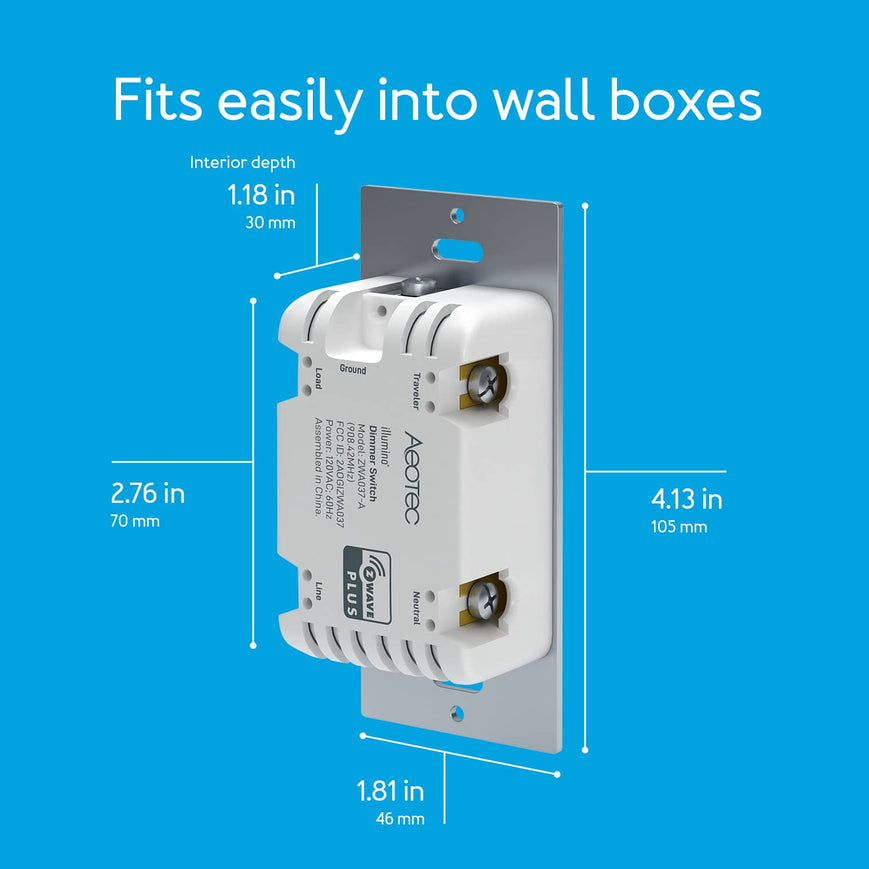 Aeotec Wall Dimmer Switch; 3 Way, On Off Dim, SmartThings Z-Wave Switch (ZWA037)