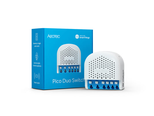 Aeotec Aeotec Pico Duo Switch, Zigbee 3.0, Smart In-Wall Double Relay for Switching, 2 x 8 A, Current Measurement, Scene Control, Repeater, Zigbee Hub Required, Works with SmartThings, Echo, Home Assistant and More
