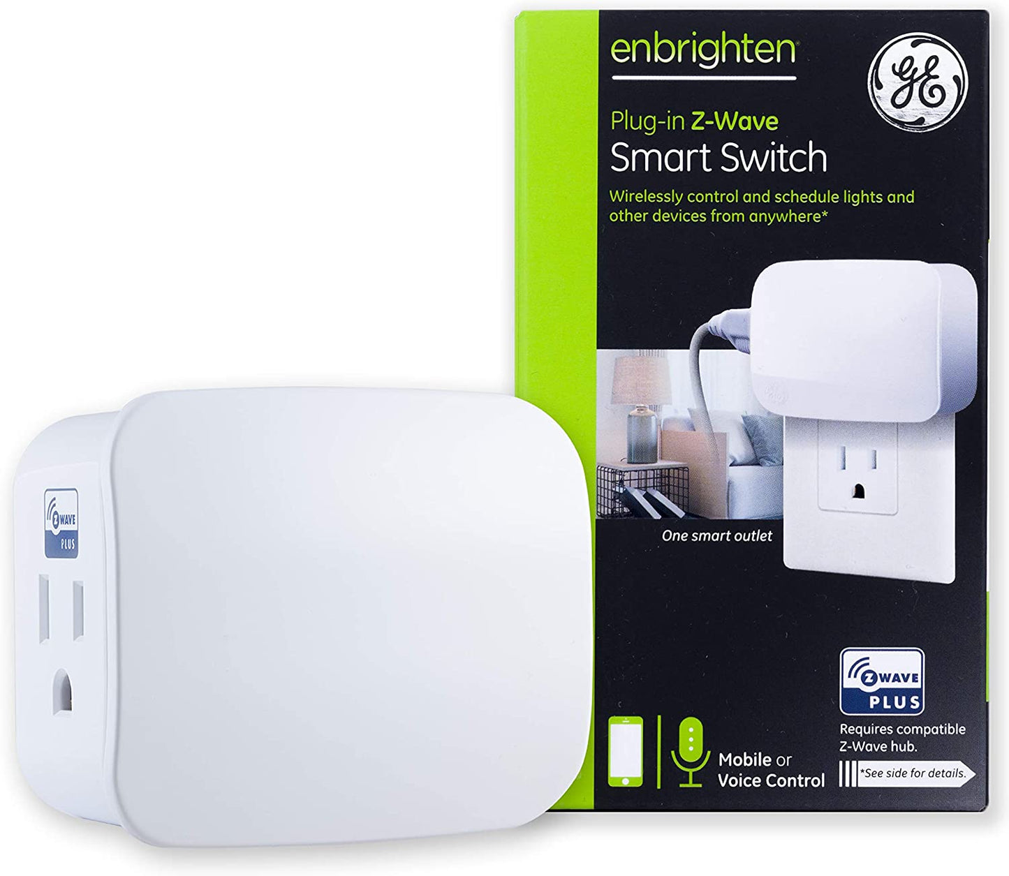 GE Enbrighten Z-Wave Plus Smart Switch On/Off 1-Outlet Plug-In Module - 28169