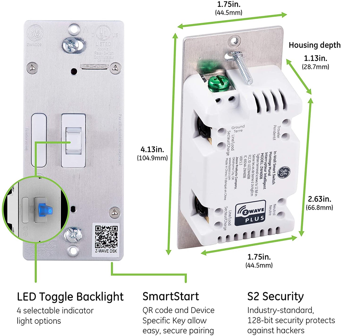 GE Enbrighten Z-Wave Plus Smart Toggle Dimmer With QuickFit, SimpleWire, S2, and SmartStart - 46204
