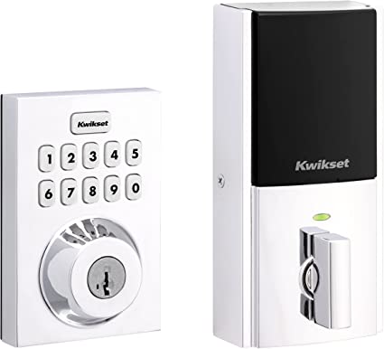 Kwikset Home Connect 620 Contemporary Keypad Connected Smart Lock with Z-Wave 700 Featuring SmartKey Security, Polished Chrome, 98930-06