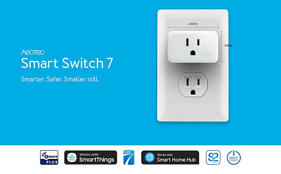 Aeotec Smart Switch 7; Z-Wave Plus smart plug, 15 amps, Gen7 (ZWA023)