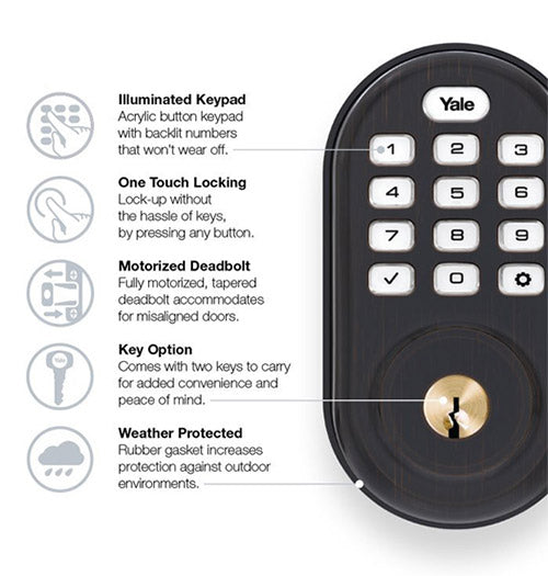 Yale Z-Wave Plus Pushbutton Keypad Deadbolt - Oil Rubbed Bronze - YRD216ZW20BP