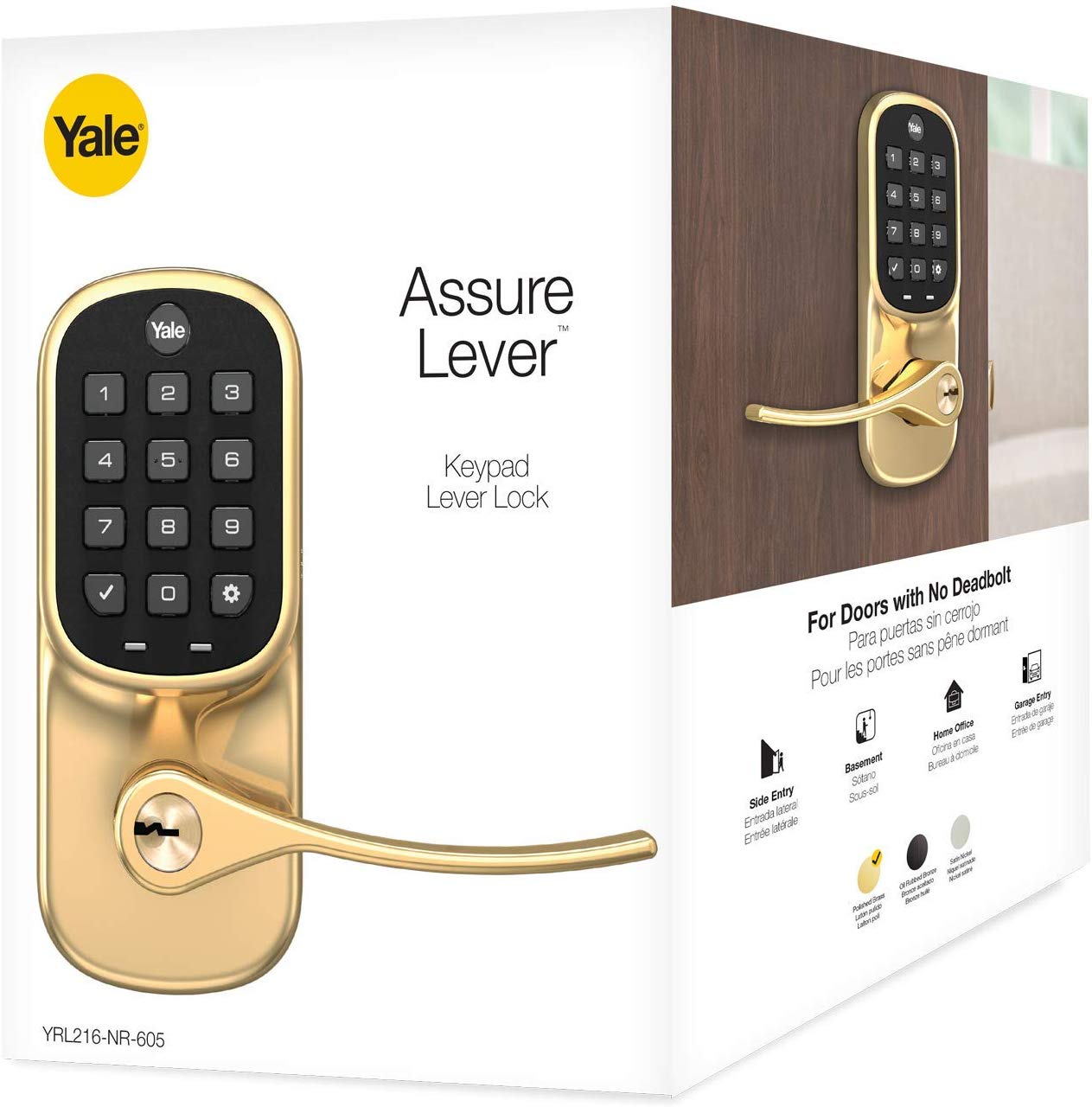 Yale Assure Z-Wave Plus Keypad Lever Lock with Key - YRL216-ZW2-605