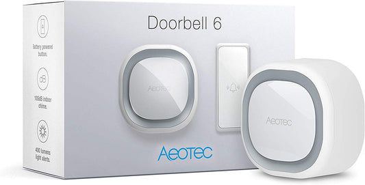 Aeotec Aeotec Z-Wave Plus Doorbell 6 with Outdoor Button, Wall-Mounted Sound & Light Ring, Smart Home Wireless Chime, 110 dB - ZW162