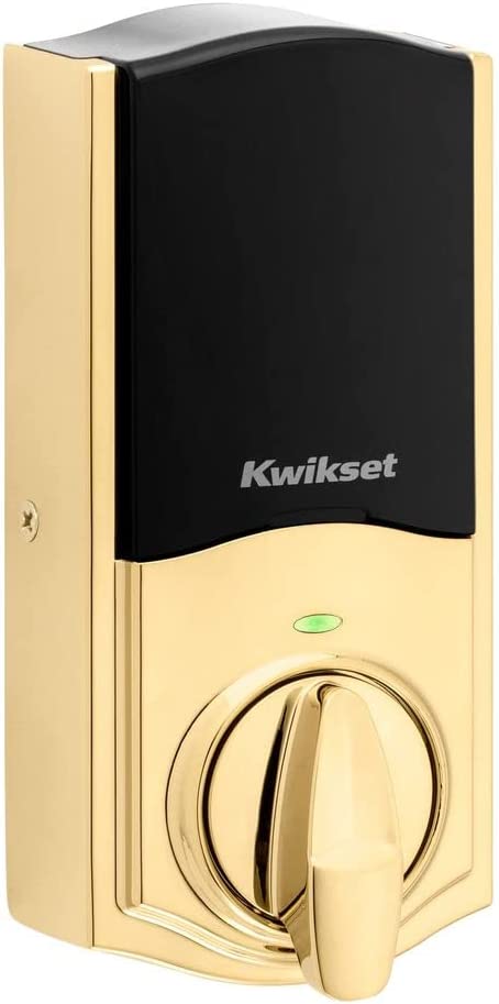 Kwikset Home Connect 620 Traditional Keypad Connected Smart Lock Z-Wave 700 Featuring SmartKey Security, Polished Brass 98930-003
