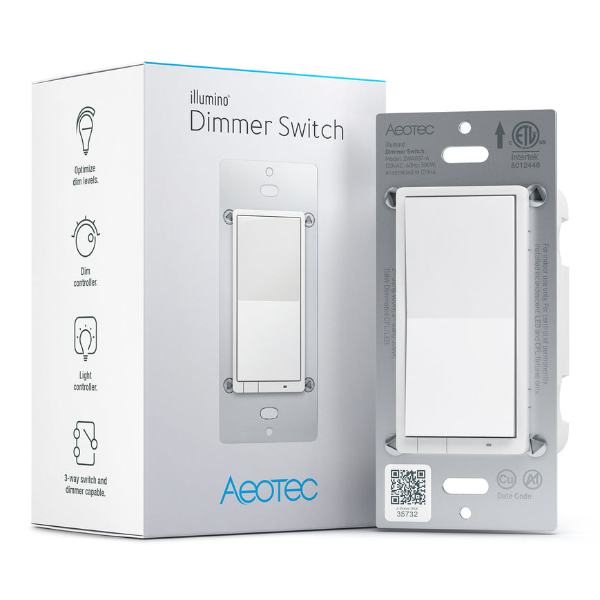 Aeotec Wall Dimmer Switch; 3 Way, On Off Dim, SmartThings Z-Wave Switch (ZWA037)