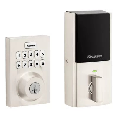 Kwikset Kwikset Home Connect 620 Contemporary Keypad Connected Smart Lock with Z-Wave 700 Featuring SmartKey Security, Satin Nickel, 98930-004