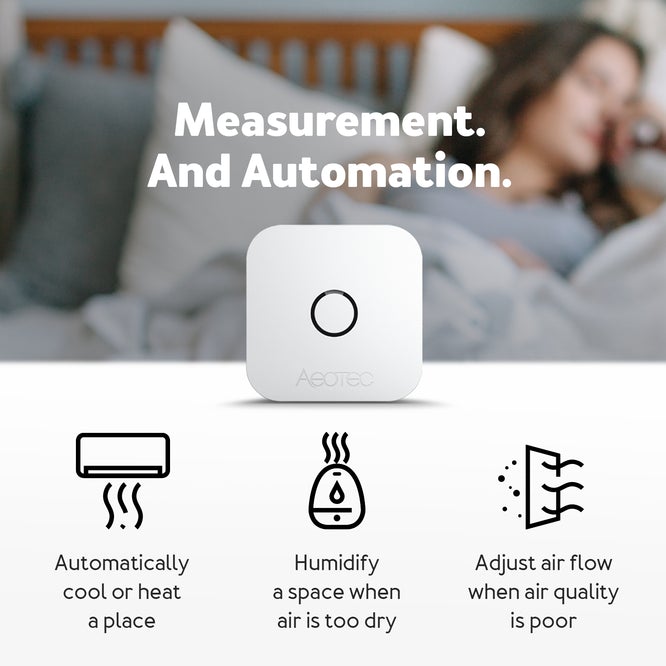 Aeotec aërQ Z-Wave temperature, humidity, dew point sensor; battery powered