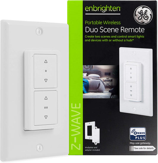 GE GE Enbrighten Z-Wave Plus In-Wall Portable Duo Scene Remote - 34174