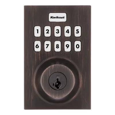 Kwikset Home Connect 620 Contemporary Keypad Connected Smart Lock with Z-Wave 700 Featuring SmartKey Security, Venetian Bronze, 98930-005