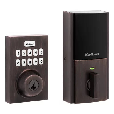 Kwikset Kwikset Home Connect 620 Contemporary Keypad Connected Smart Lock with Z-Wave 700 Featuring SmartKey Security, Venetian Bronze, 98930-005